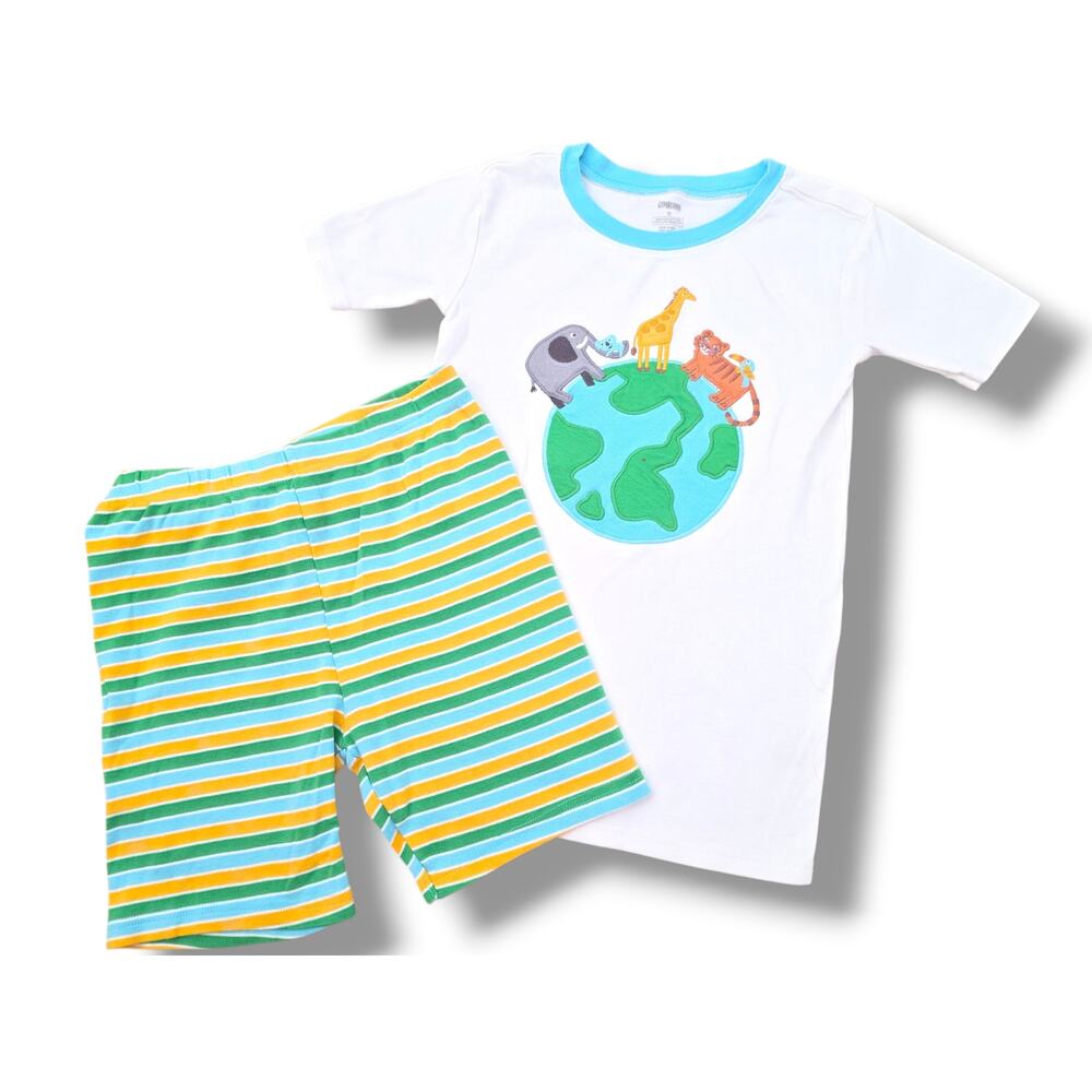 Gymboree 12 Girls' Cotton Pajama PJ Set Earth Animals Embroidered